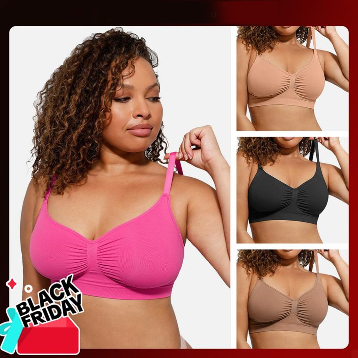 Mirencosm Women Jelly Bras Wirefree Full Coverage No Underwire Everyday Bras Comfortable Wireless Padded Tshirt Bra
