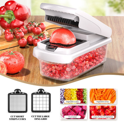 Vegetable Chopper,15-in-1 Multifunctional Food Chopper,Professional Onion Chopper with 8 Blades,Vegetable Cutter with Container for Salad