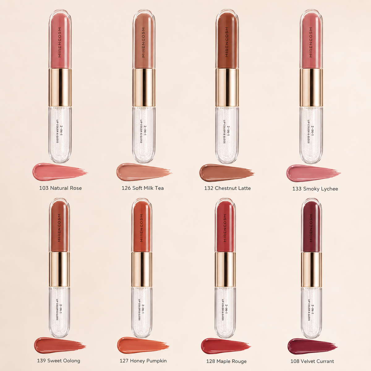 Mirencosm Double Touch Liquid Lipstick With A Bright Finish In A Two-Step Application