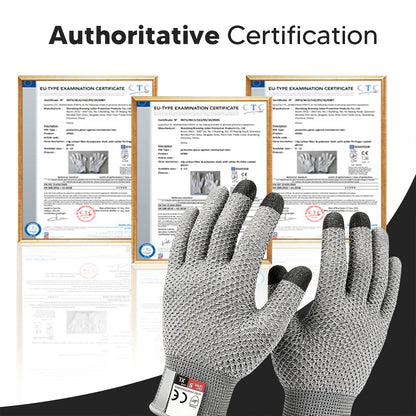 Cut-Resistant Gloves -- Food-Grade Level 5 Cut-Resistant Touchscreen Gloves