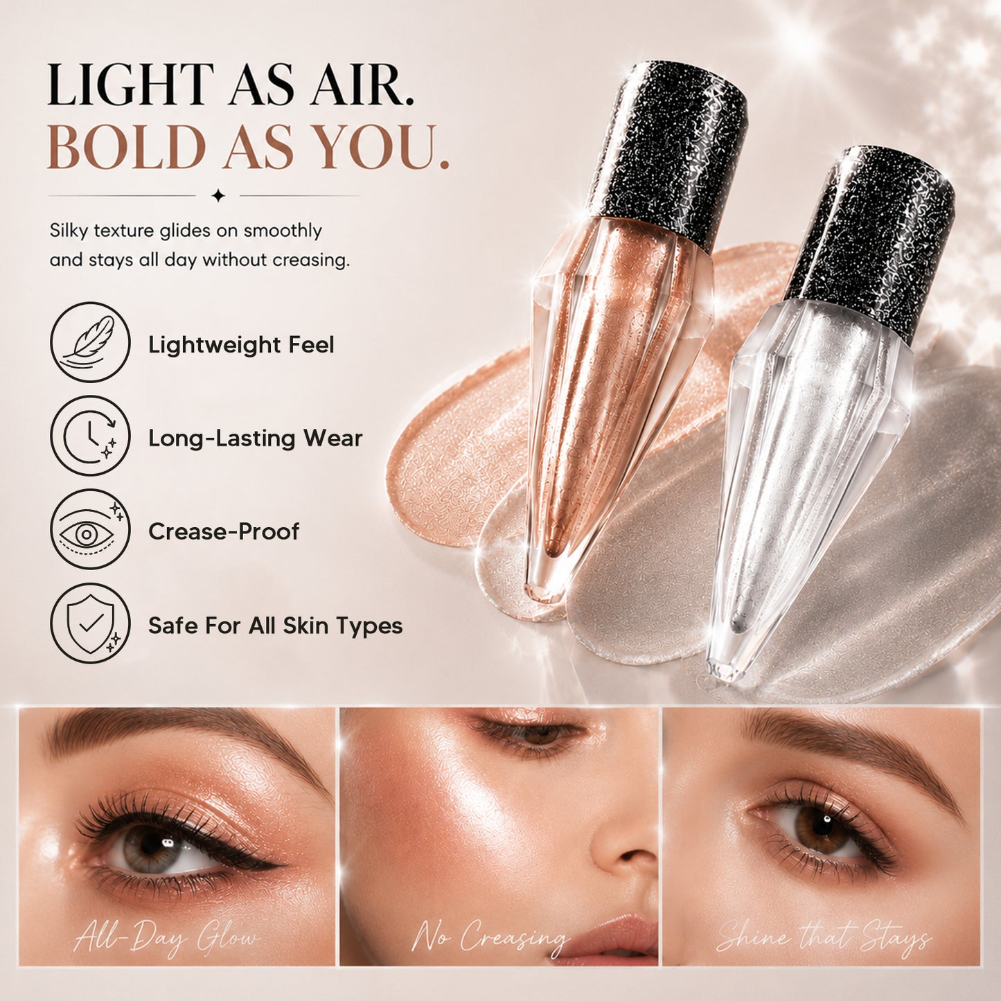 ⏰Buy one and get one free ✨ Starlight Shimmer Liquid Eyeshadow & Highlighter — One Product, Endless Glow! ✨