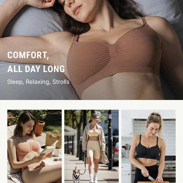 Mirencosm Women Jelly Bras Wirefree Full Coverage No Underwire Everyday Bras Comfortable Wireless Padded Tshirt Bra